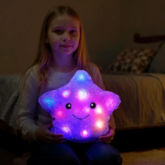 Cuteoy 13" Musical Purple Star Plush Pillow Glowing Twinkle Night Light Stuffed - Image 2