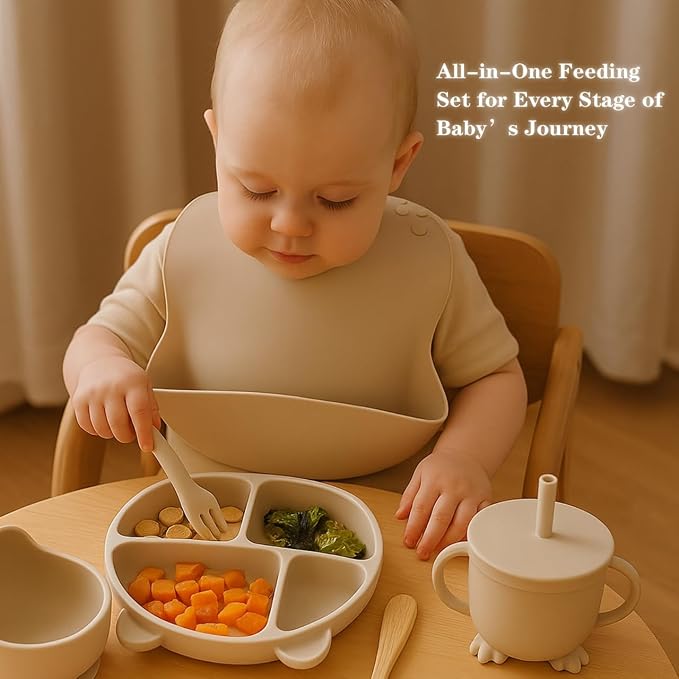 12 Piece BPA-Free Silicone Baby Feeding Set, Non-Slip Suction Plates, Soft Baby - Image 4