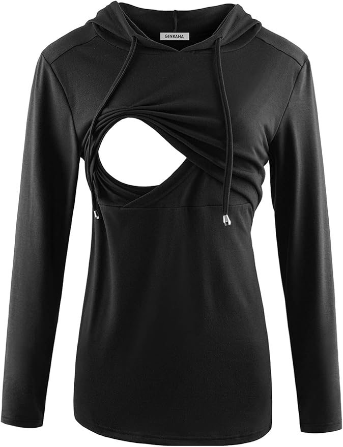 GINKANA Women's Nursing Hoodie Sweatshirt Long Sleeves Breastfeeding Maternity by GINKANA