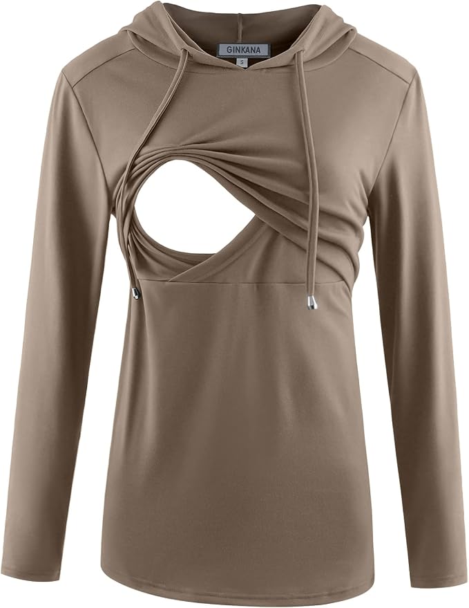 GINKANA Women's Nursing Hoodie Sweatshirt Long Sleeves Breastfeeding Maternity by GINKANA