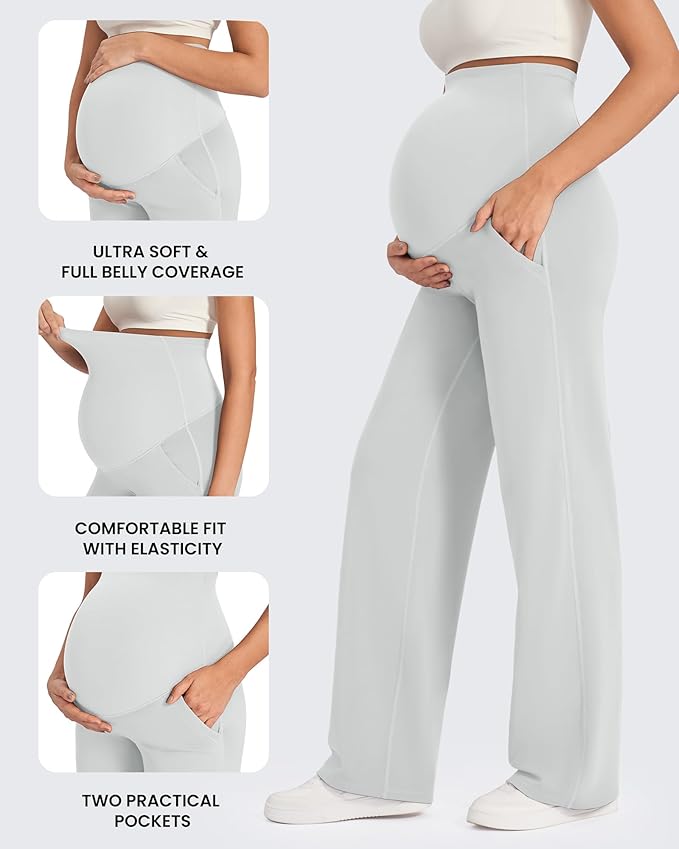 G4Free Maternity Pants Over The Belly Yoga Dress Work Pregnancy Pants Stretchy - Image 5