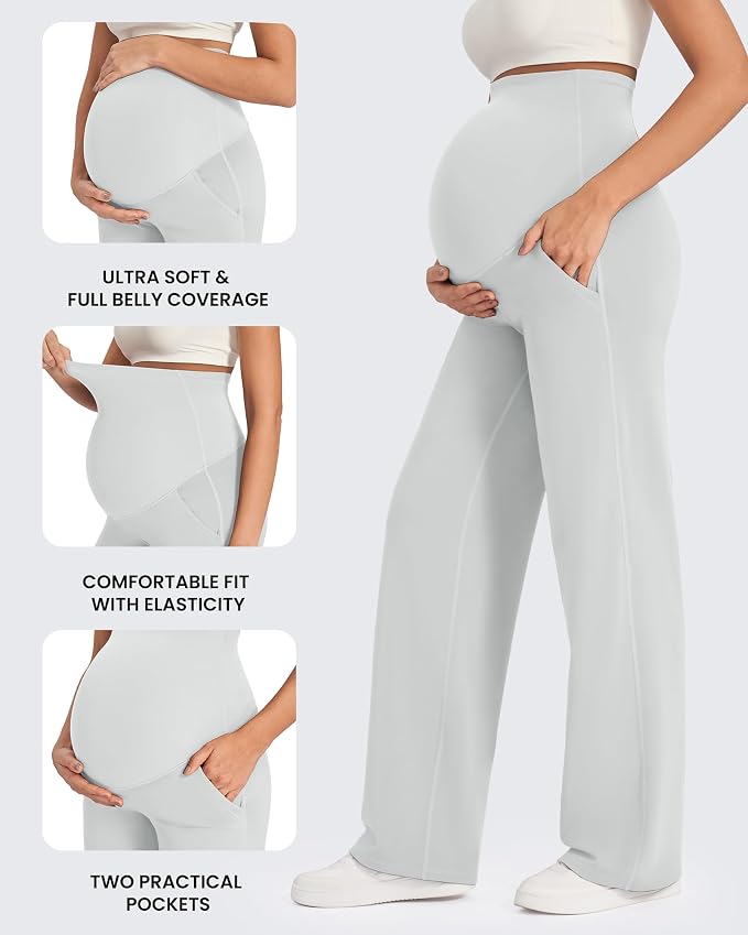 G4Free Maternity Pants Over The Belly Yoga Dress Work Pregnancy Pants Stretchy - Image 5