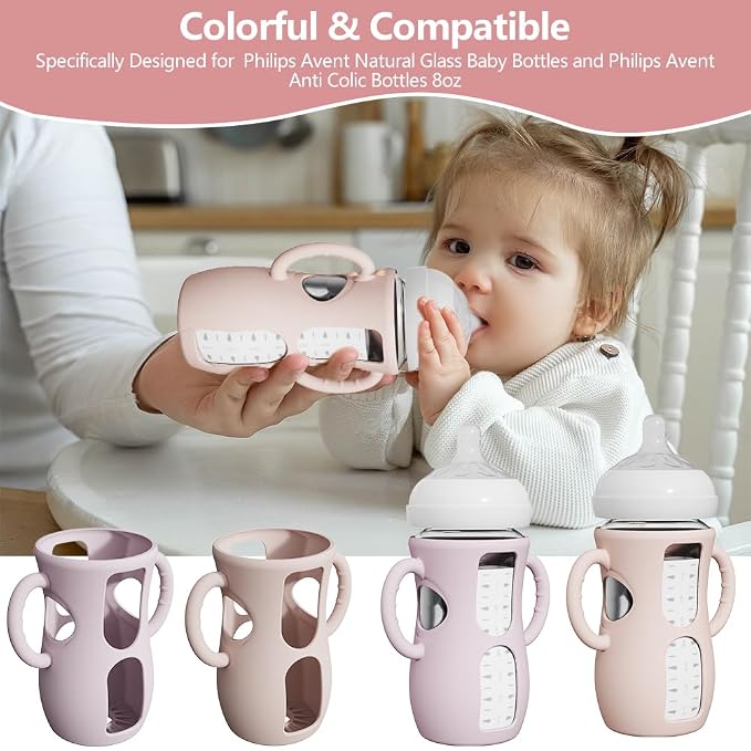 2 Pack Silicone Sleeves for Avent Natural Glass Bottles, Anti Breakage Baby - Image 7