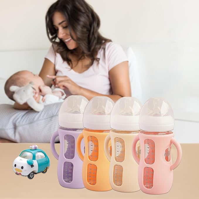 4 Pack Silicone Sleeves for Avent Natural Glass Baby Bottles, Anti Breakage - Image 4