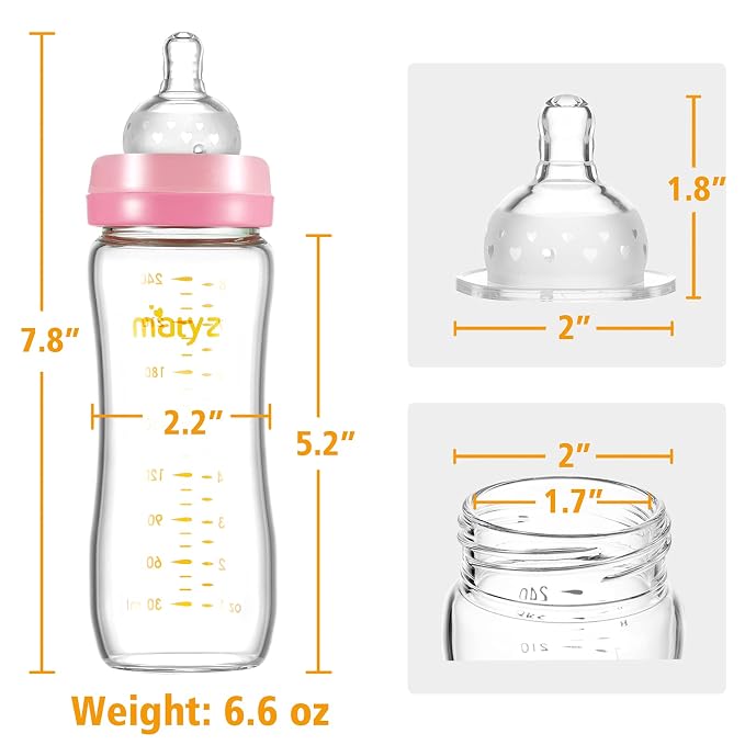 Matyz 8 Ounce Glass Baby Feeding Bottle - Image 6