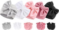 BQUBO Newborn Baby Girls Hats Mittens Set Hospital Hat Beanie Infant Bow Hats by DRESHOW