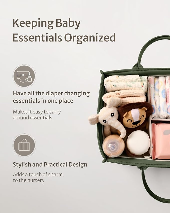 Blissful Diary Baby Diaper Caddy Organizer, Stylish Storage Basket - Image 2