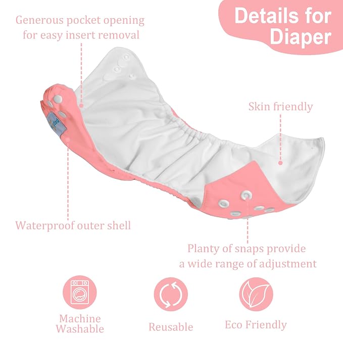 babygoal Baby Girl Cloth Diapers 6 Pack - Image 2