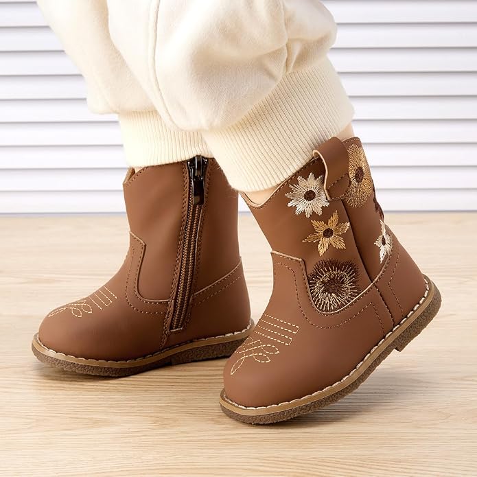 BMCiTYBM Baby Cowboy Cowgirl Boots Infant Western Shoes Boys Girls Round Toe - Image 2