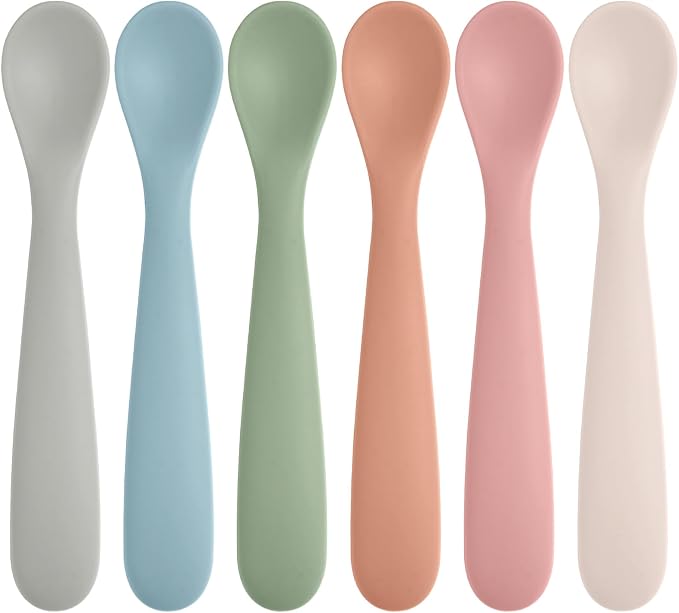 6 Pack Silicone Baby Spoons, Baby Spoons Self Feeding 6 Months+, BPA Free by Eascrozn