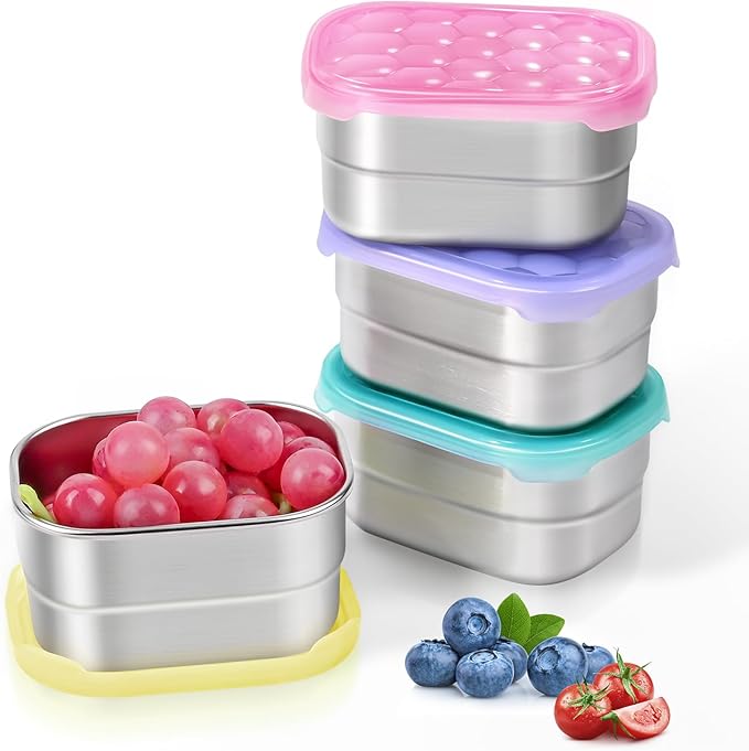 8oz Small Stainless Steel Snack Containers by Tanjiae