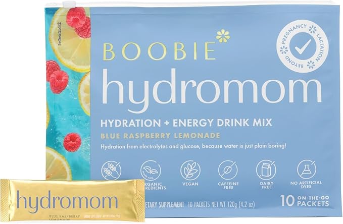 Boobie Hydromom Superfood Electrolyte Drink Mix, & Beyond, 10 Packets by Boobie