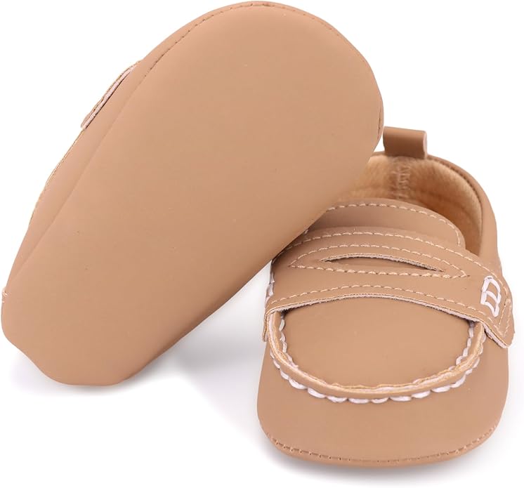 LONSOEN Baby Girls Boys Loafers Prewalker Dress Crib Shoes - Image 5