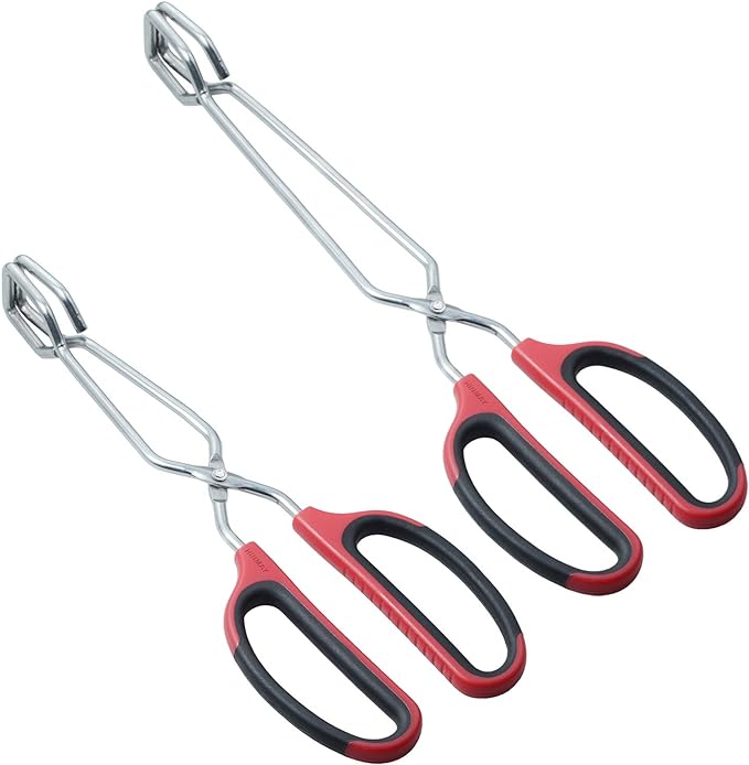 Stainless Steel Scissor Tongs 10-Inch and 12-Inch Set by HINMAY