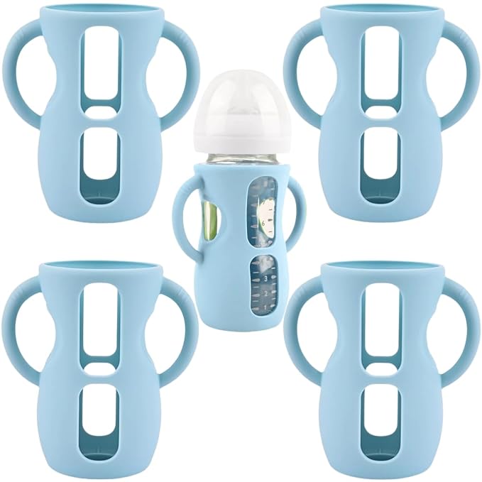 4 Pack Silicone Sleeves for Avent Natural Glass Baby Bottles, Silicone and by Unknown