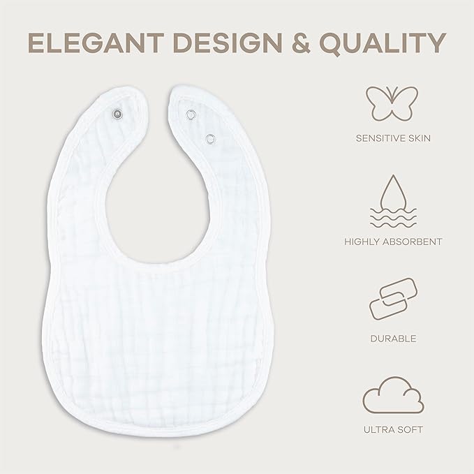 Comfy Cubs Muslin Bibs for Babies, Drool and Teething Bib, Adjustable Snaps - Image 3