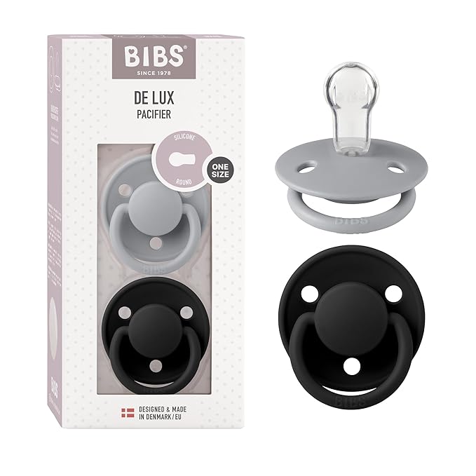 BIBS Pacifiers - De Lux Collection | BPA-Free Round Nipple | Silicone | Made in by BIBS