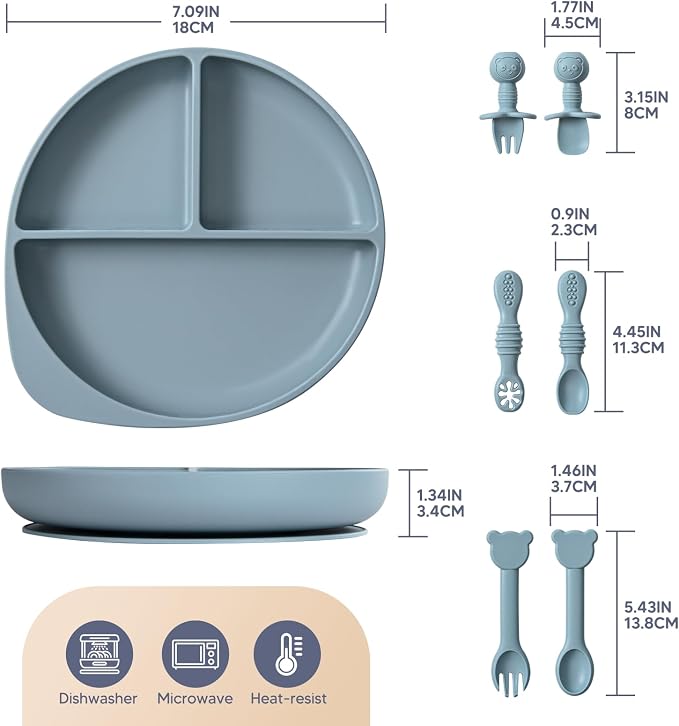 Silicone Baby Feeding Set Plates and Utensils Set - Image 7