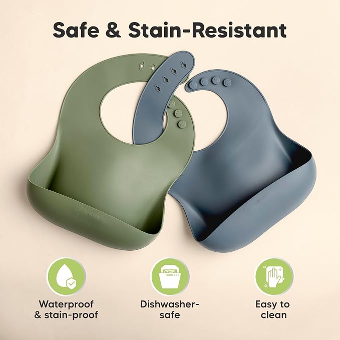 KeaBabies 2-Pack Silicone Baby Bibs - Image 3