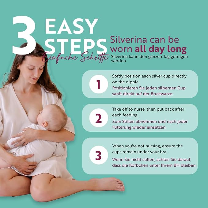 Set of 2 Silver Breastfeeding Caps, Nipple Shield Suitable - Image 3