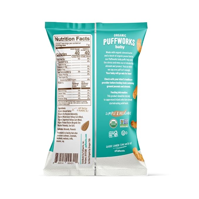 Puffworks Baby Organic Almond Butter Puffs, - Image 2