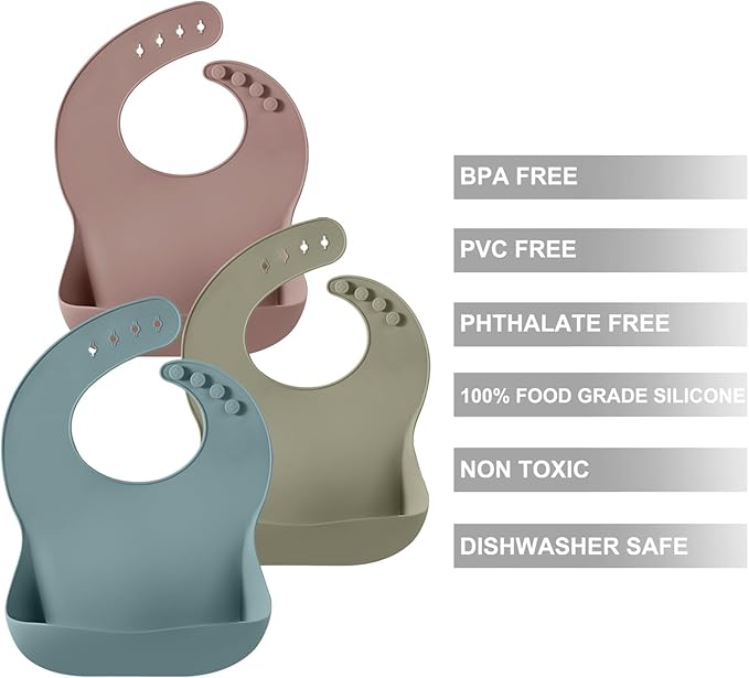 PandaEar 3 Pack Silicone Bibs for Babies - Image 2