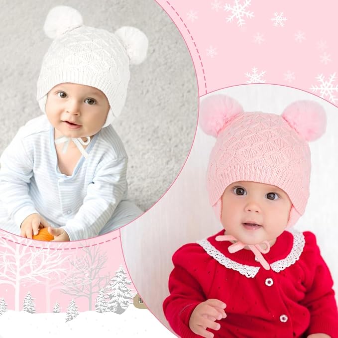 Labeol Baby Hats, Soft Warm Winter Knit Baby Beanie Hat - Image 5