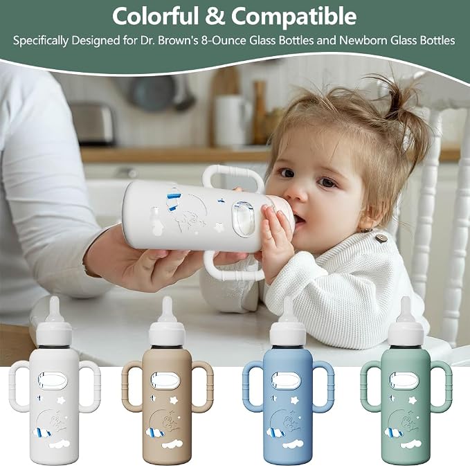 4 Pack Silicone Sleeves for Dr. Brown's Glass Bottles - Image 7