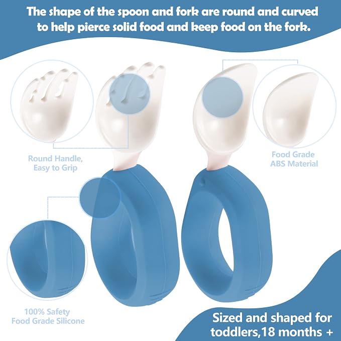 Baby Self Feeding Training Spoon and Fork Set - Image 2