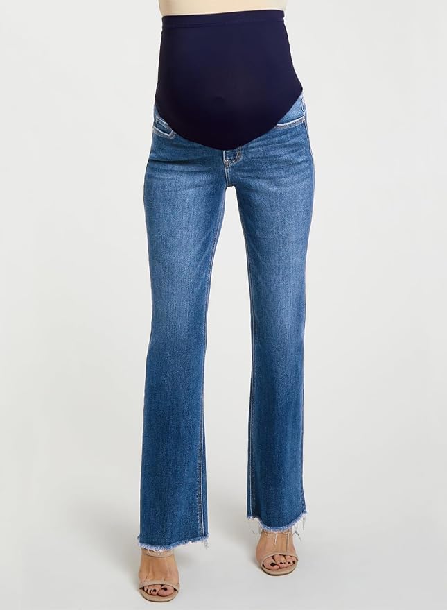 BLENCOT Maternity Jeans for Women Over Belly Pregnancy Pants Comfy Pregnant - Image 3