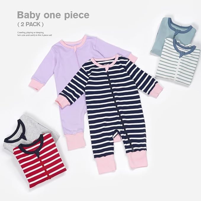 Teach Leanbh Toddler Baby Boys Girls 2-Pack Pajamas Cotton 2 Way Zipper Long - Image 6