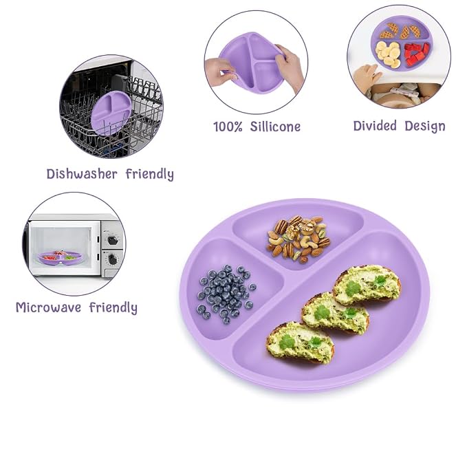 Vicloon Suction Plates, BPA Free Divided Plate, Divided Plate Design, Silicone - Image 4