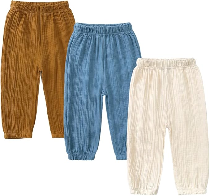 MYGBCPJS Baby Boys Girls Cotton Linen Trousers Kids Casual Ankle Pants Loose by MYGBCPJS
