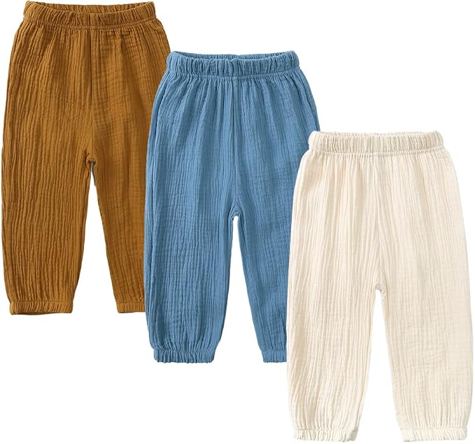 MYGBCPJS Baby Boys Girls Cotton Linen Trousers Kids Casual Ankle Pants Loose by MYGBCPJS