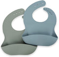 Silicone Bib 2-Pack: Safe, Food-Grade. Waterproof, Adjustable Neck Band by BabyBliss