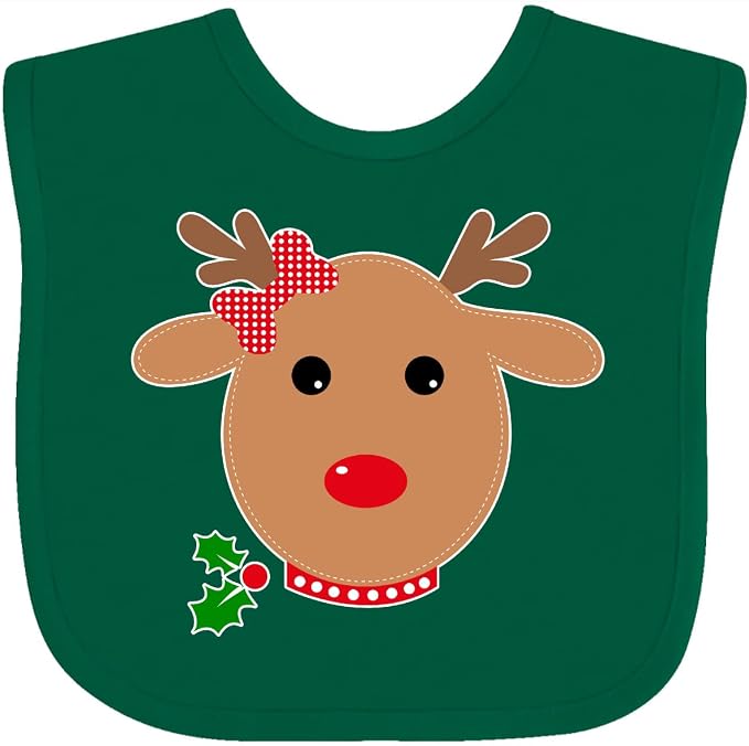 inktastic Girl Reindeer Baby Bib by Inktastic