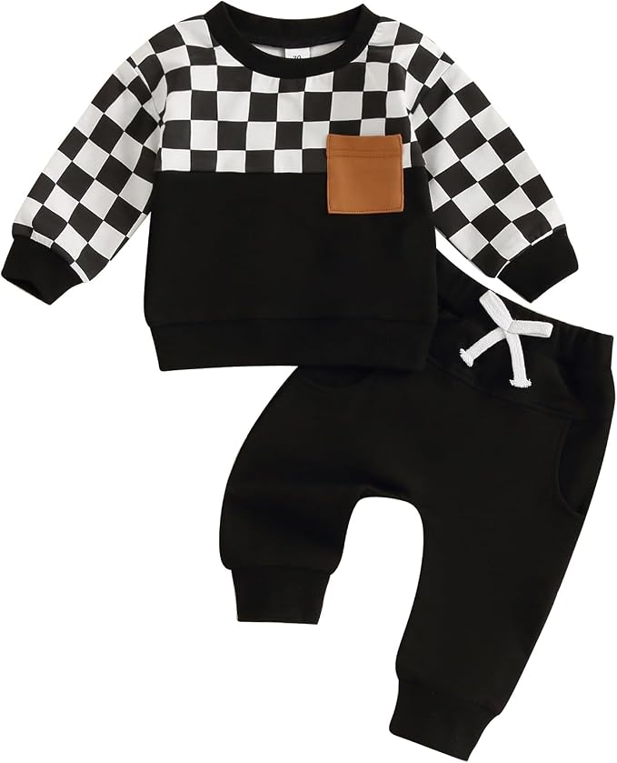 Toddler Baby Boy Fall Outfits Long Sleeve Crew Neck Pullover Sweatshirt + by Lucikamy