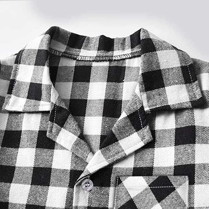 Schbbbta Kids Pajamas Set, Plaid Button Down Pjs - Image 4