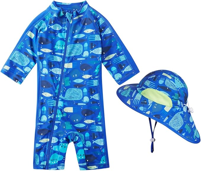 Toddler Baby Boys Swimsuit Rashguard One Piece Zipper Bathing Suit - Image 4