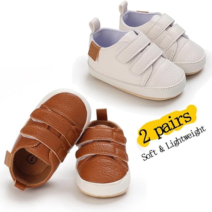 2Pairs Baby Shoes, Boys Girls Non-Slip Rubber Sole Sneakers, Unisex Infant Soft - Image 4