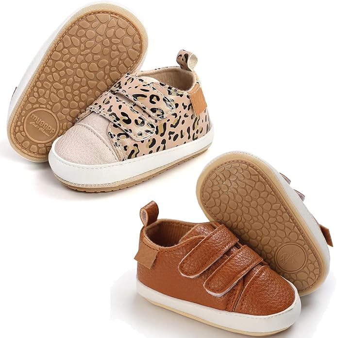2Pairs Baby Shoes, Boys Girls Non-Slip Rubber Sole Sneakers, Unisex Infant Soft by 82-eitwo
