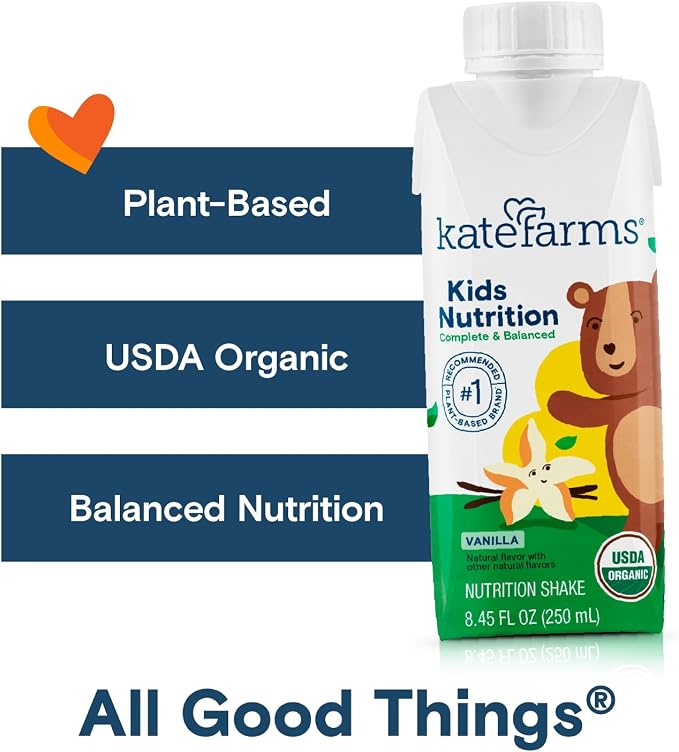 KATE FARMS Organic Kids Nutrition Vanilla Shake, 8g Protein, 27 Vitamins and - Image 3