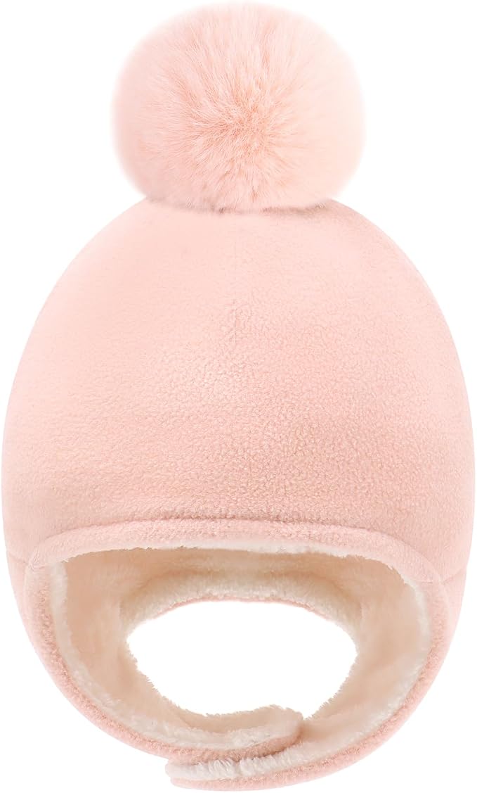 Baby Beanie Hat Pom Full Hood Hat Toddler Winter Hat Fleece Earflap Cap by Otoyzy