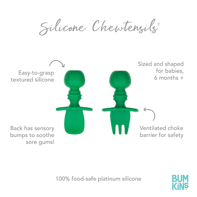Bumkins Baby Utensils Set, Chewtensils Silicone Spoons - Image 5