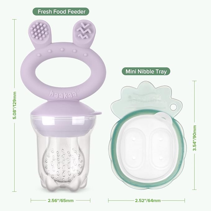 Haakaa Baby Fruit Food Feeder & Mini Freezer Nibble Tray Combo, Breastmilk - Image 7