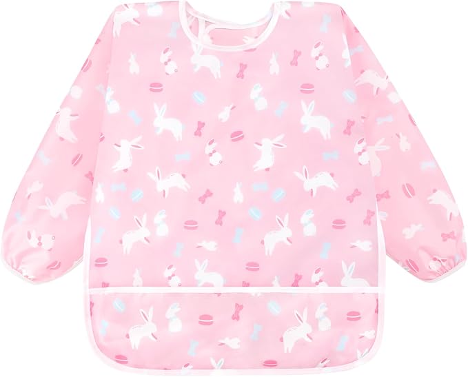Accmor 5 Pack Long Sleeve Bibs, Baby Smock Waterproof Sleeved Bib Smock - Image 9
