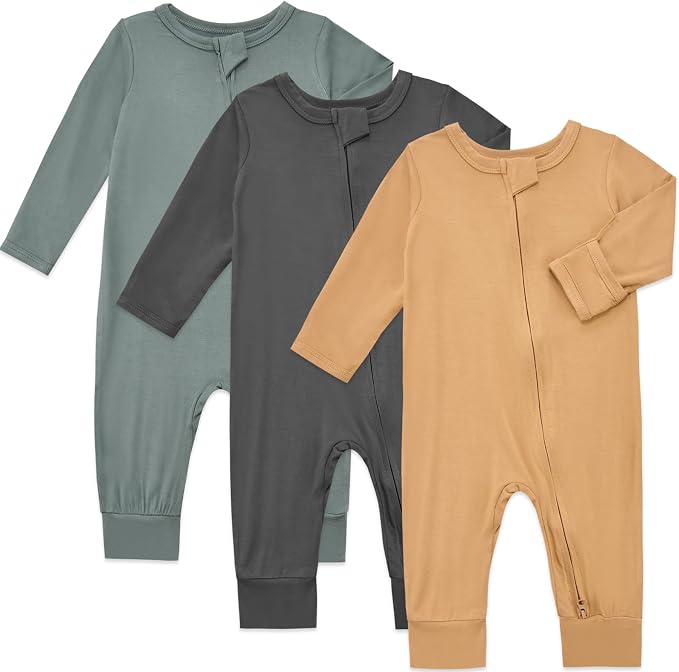 Aablexema Baby Footless Pajamas Rayon 3pcs Unisex Infant Zipper Romper by Aablexema