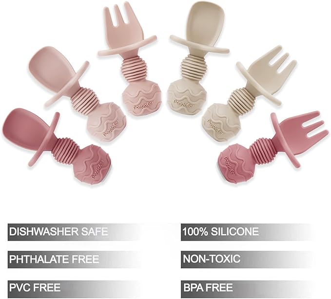PandaEar 6 Pack Silicone Baby Spoons and Fork Feeding Set- Anti-Choke First - Image 5