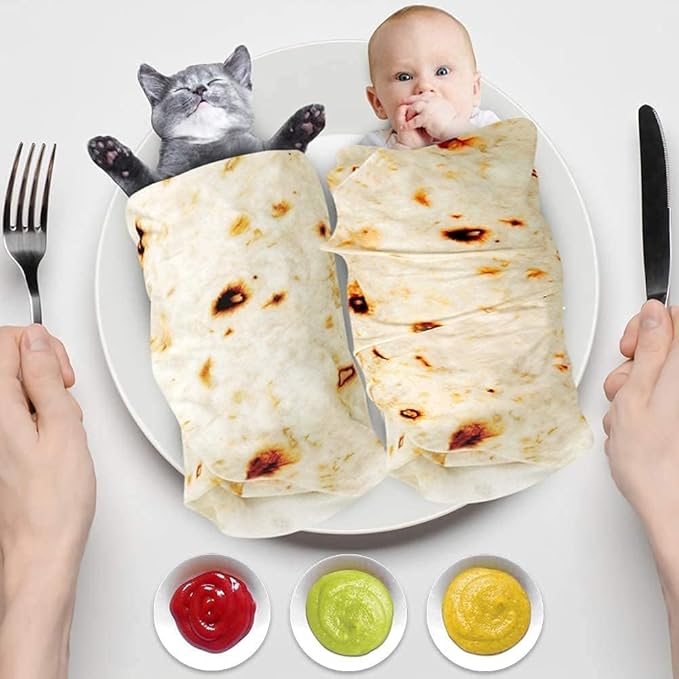 Tortilla Blanket, Baby Burritos Swaddle Blanket, Taco Blanket - Image 2