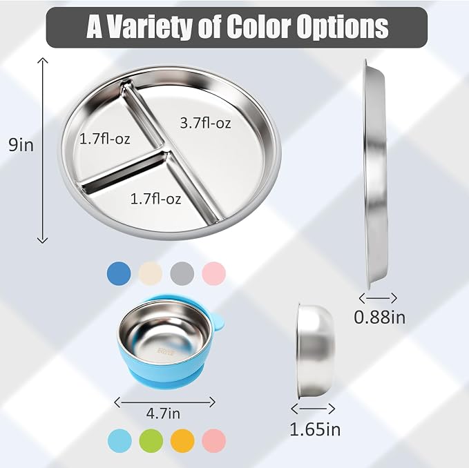 Stainless Steel Baby Plate and Bowls - Image 2